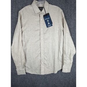 Kenneth Cole New York Men's Long Sleeve Linen Slim Fit Sz S Tan Shirt